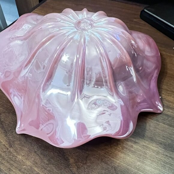 Vtg Unique art glass dish Levay Levi Hand Formed Carnival Glass Pressed Logo - Picture 3 of 8